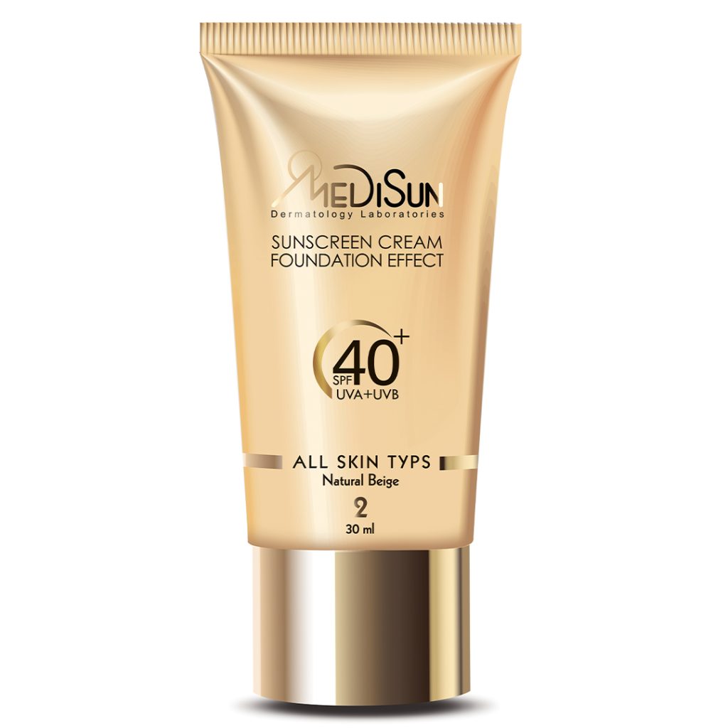 کرم فاندیشن ضد آفتاب بژ طبیعی مدیسان SPF40+